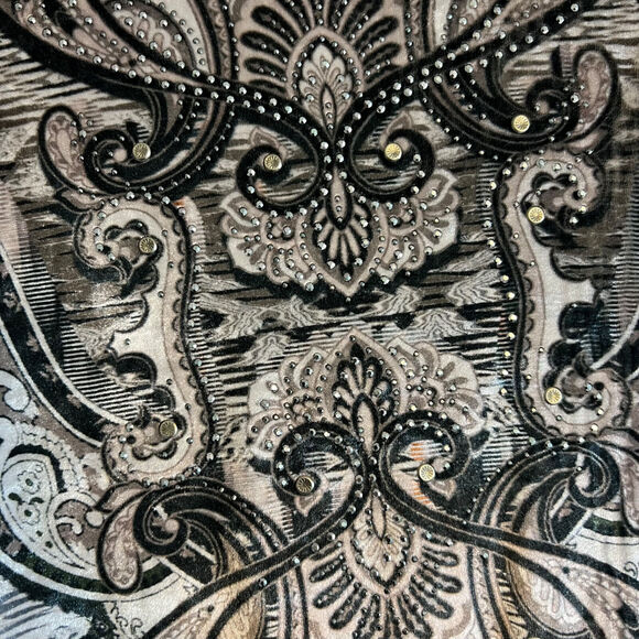 Whimsigoth One World Top Womens 1X Grey Velvet Rhinestone Boho Flowy Y2K Fairy - Picture 10 of 11